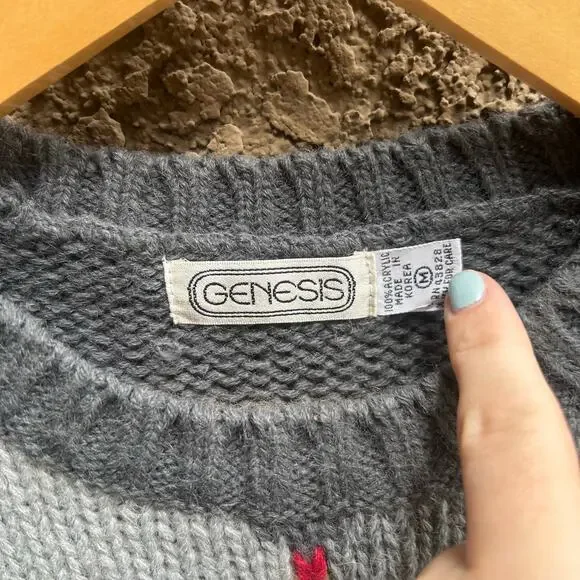 Vintage Genesis Argyle Knit Sweater Vest Size Womens Medium - Picture 3 of 3